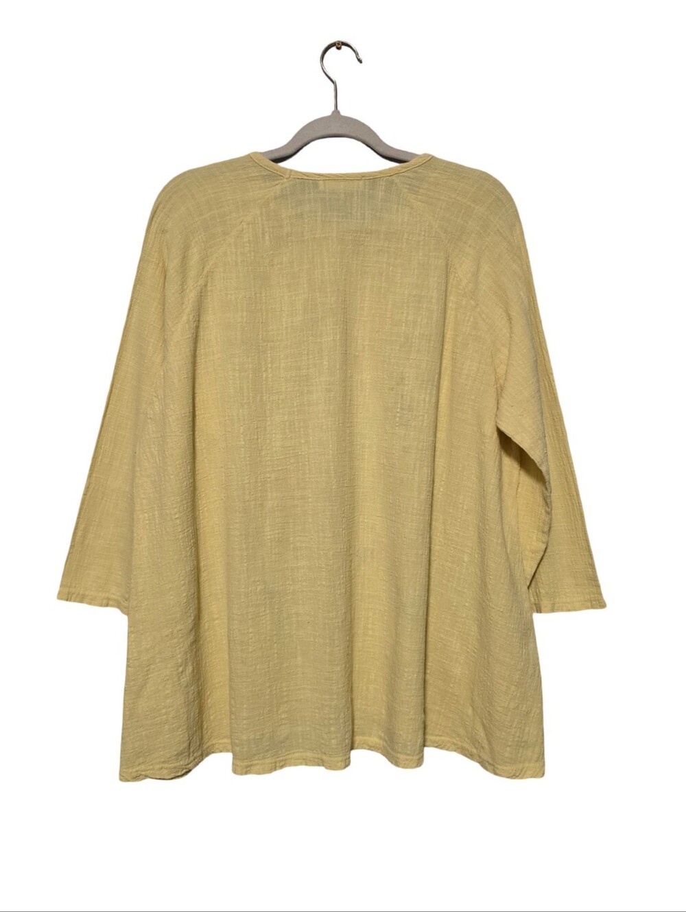 JESS & JANE Tunic Womens Size Large Yellow Floral Cotton Pocket Art Top Boho USA - Picture 5 of 8